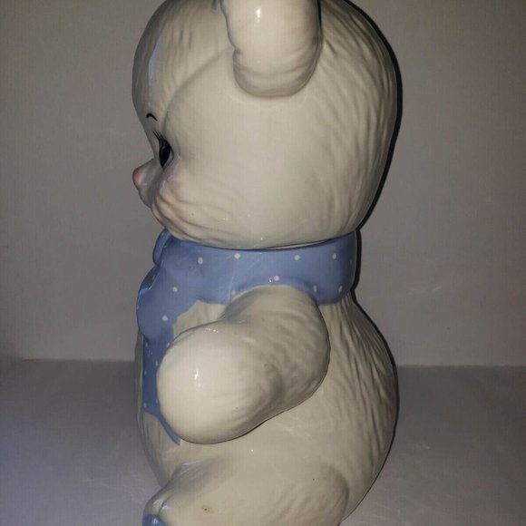 Teddy Bear Blue Ribbon Hand Craft by Cresteramics Creston BC Cookie jar - Picture 5 of 12